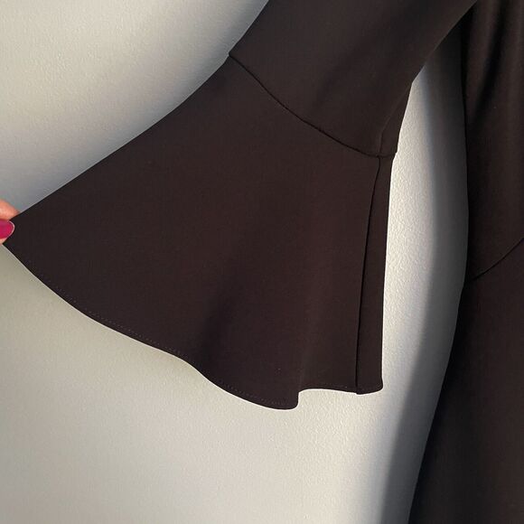 Lauren Ralph Lauren Black Dress Size 2 Bell Sleeves Crepe Dress Ruffled Hem - Picture 6 of 12